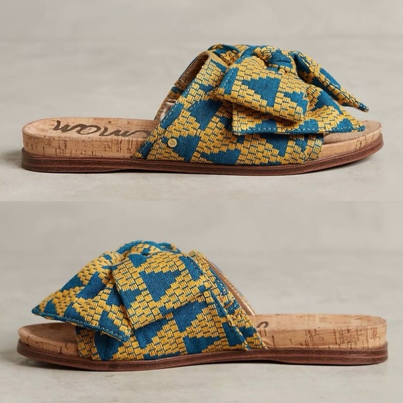 Sam Edelman Blue and Yellow Patterned Sandals - Picture 2 of 12